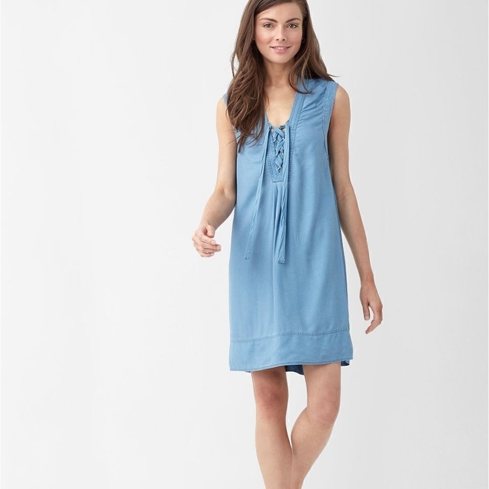 Splendid Lace-Up Chambray Dress Sz M